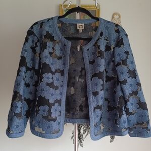 Anne Klien Women's Floral Soft Shoulder Cardigan Size 16